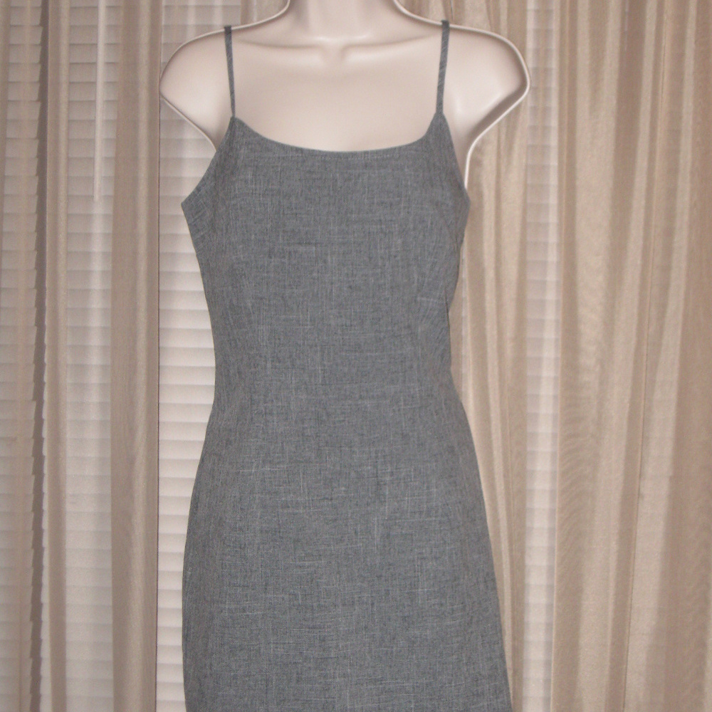 Adrian Karen Gray Spaghetti Strap Dress